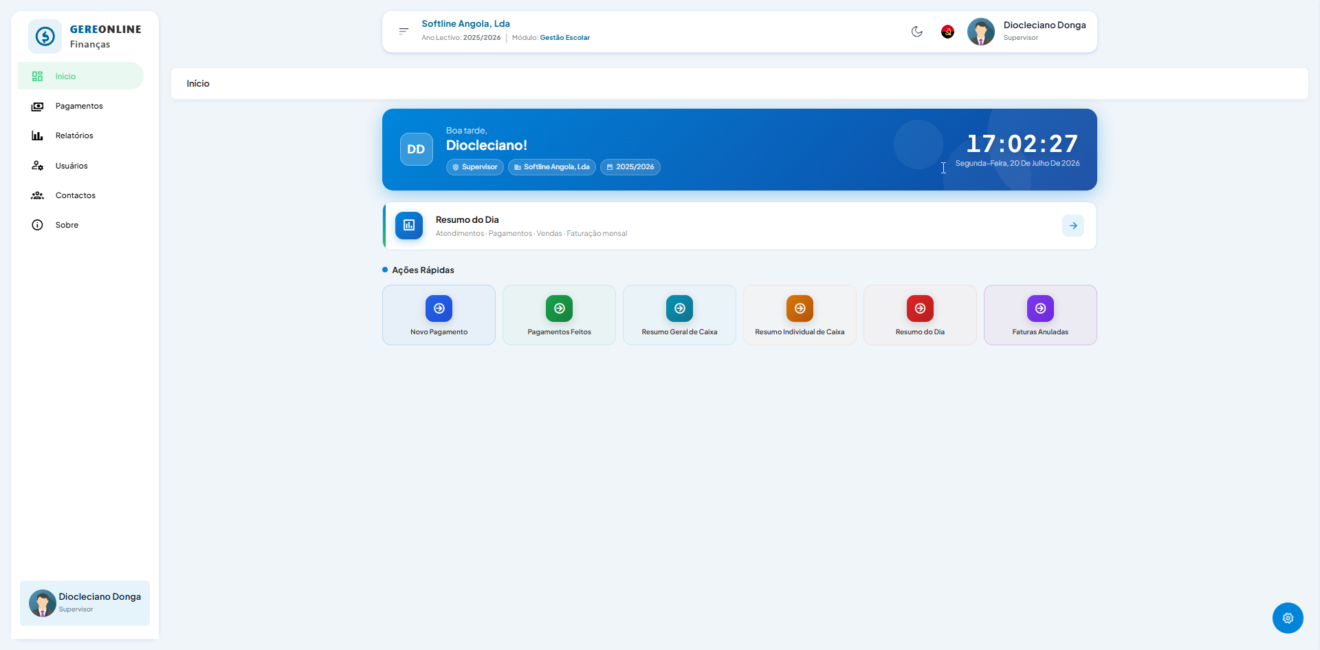 Dashboard — GereOnline Finanças